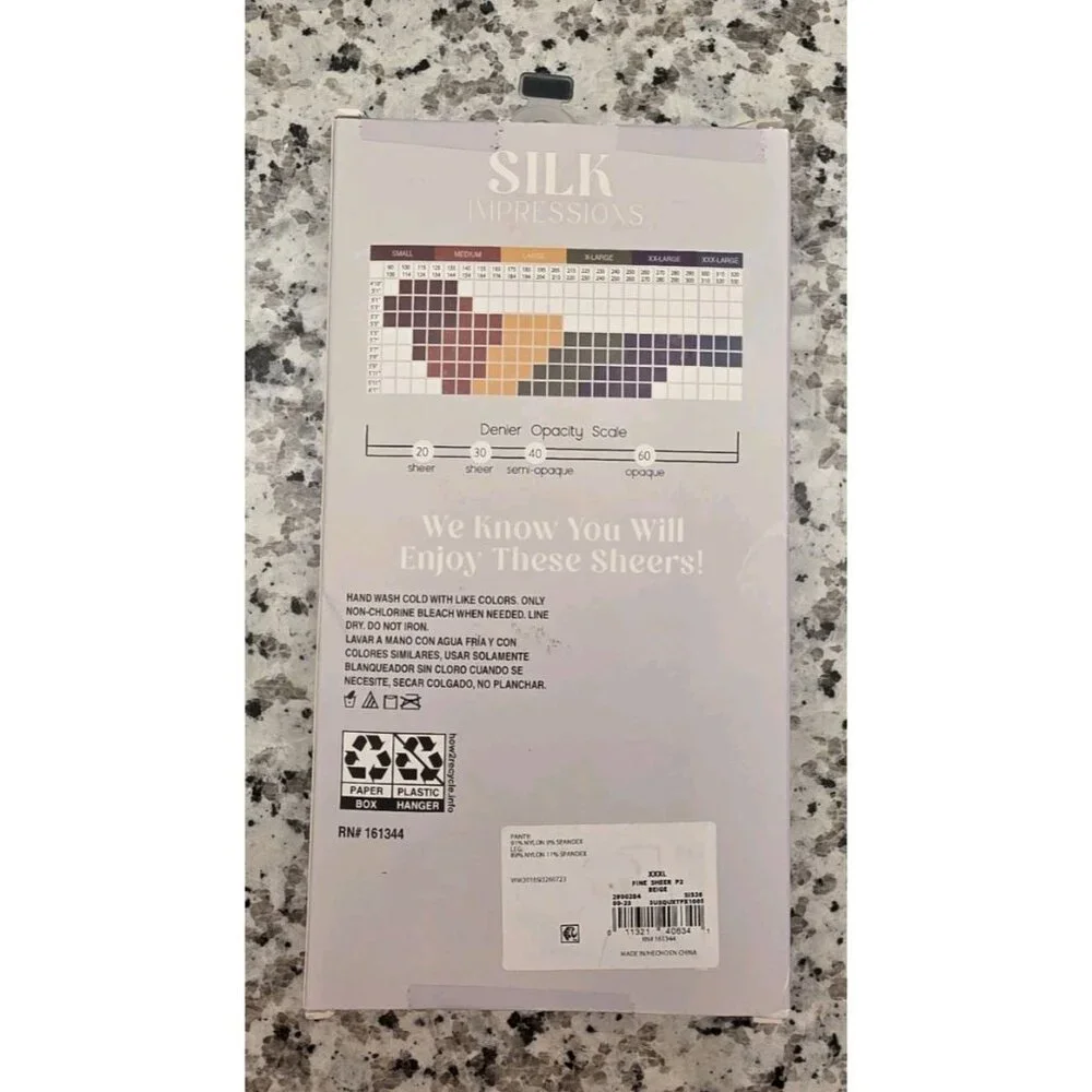 Silk Impressions XXXL 2 Pair 15 Denier Beige Sheer‎ High Waist Pantyhose